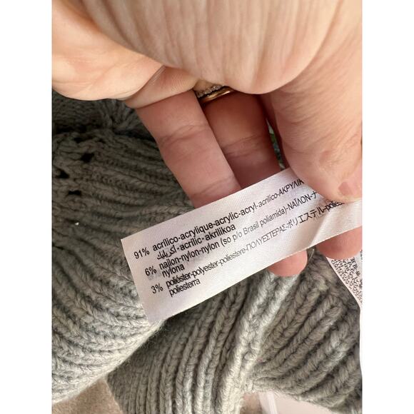 Zara Embroidered Floral Oversized Knit Pullover Sweater Gray Women's Size Small - Picture 11 of 13